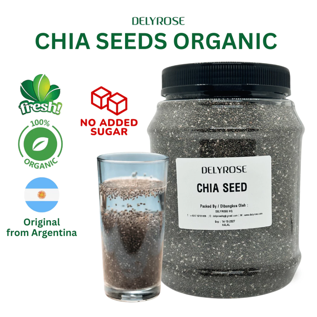 Biji Chia Chia Seed AAA Mini Pack 100g 200g 500g 1kg 120G 150G 200G 250G healthy weight loss snacks harga murah cheap price kedai shop borong pemborong pengimport pembekal pengedar wholesale supplier importer kilang factory delyrose shah alam selangor KUALA LUMPUR malaysia singapore singapura brunei indonesia thailand