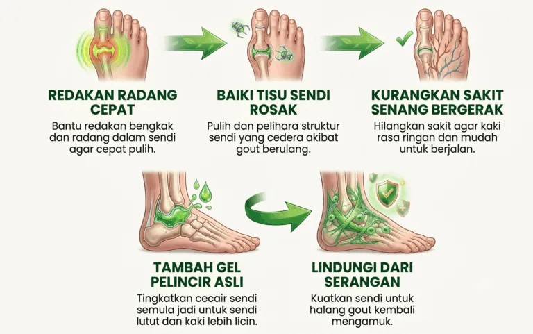 Produk Bantu KAWAL KERADANGAN & PULIHKAN SENDI Lepas Serangan Gout dejointplus